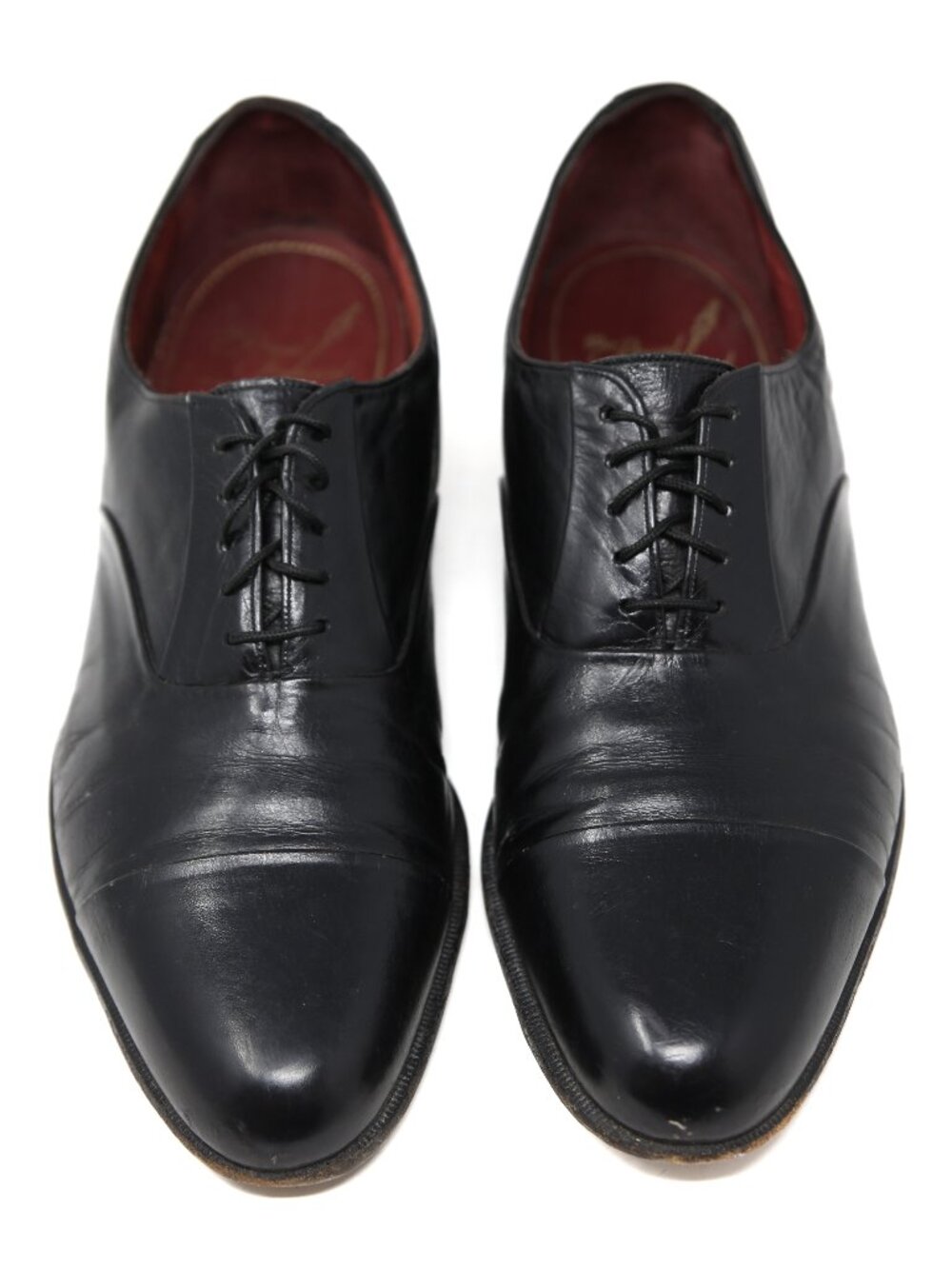 Vtg FLORSHEIM Royal Imperial 96318 Derby Shoes Sz 9 D Black Calfskin Leather USA